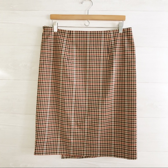 {Ann Taylor} Plaid faux wrap skirt, 12P - Picture 3 of 5